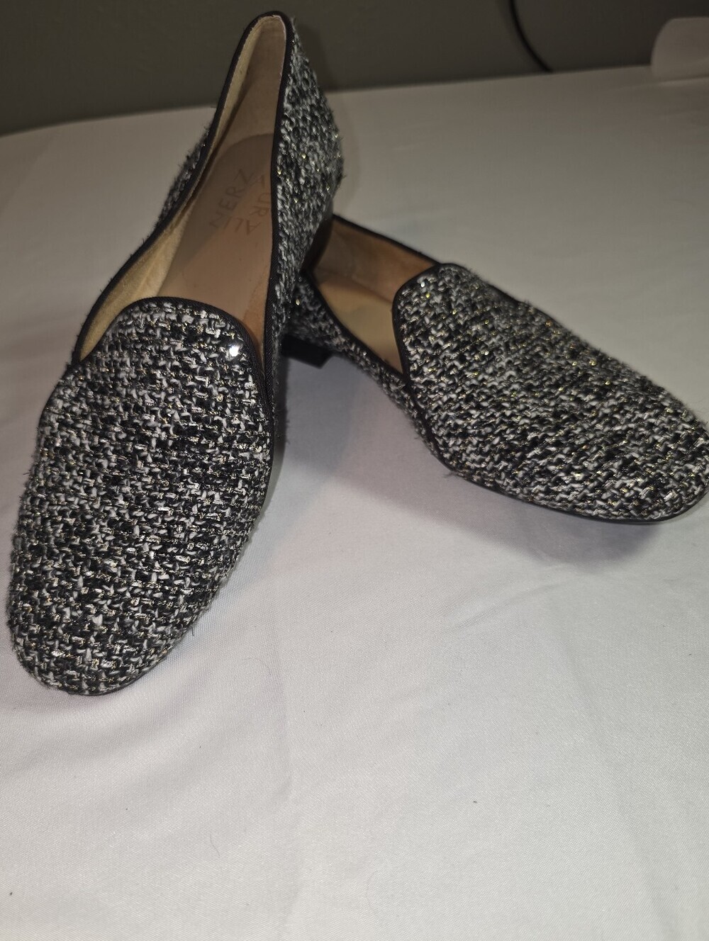 Naturalizer Emiline Black White Tweed Loafer Flats Size 6.5
